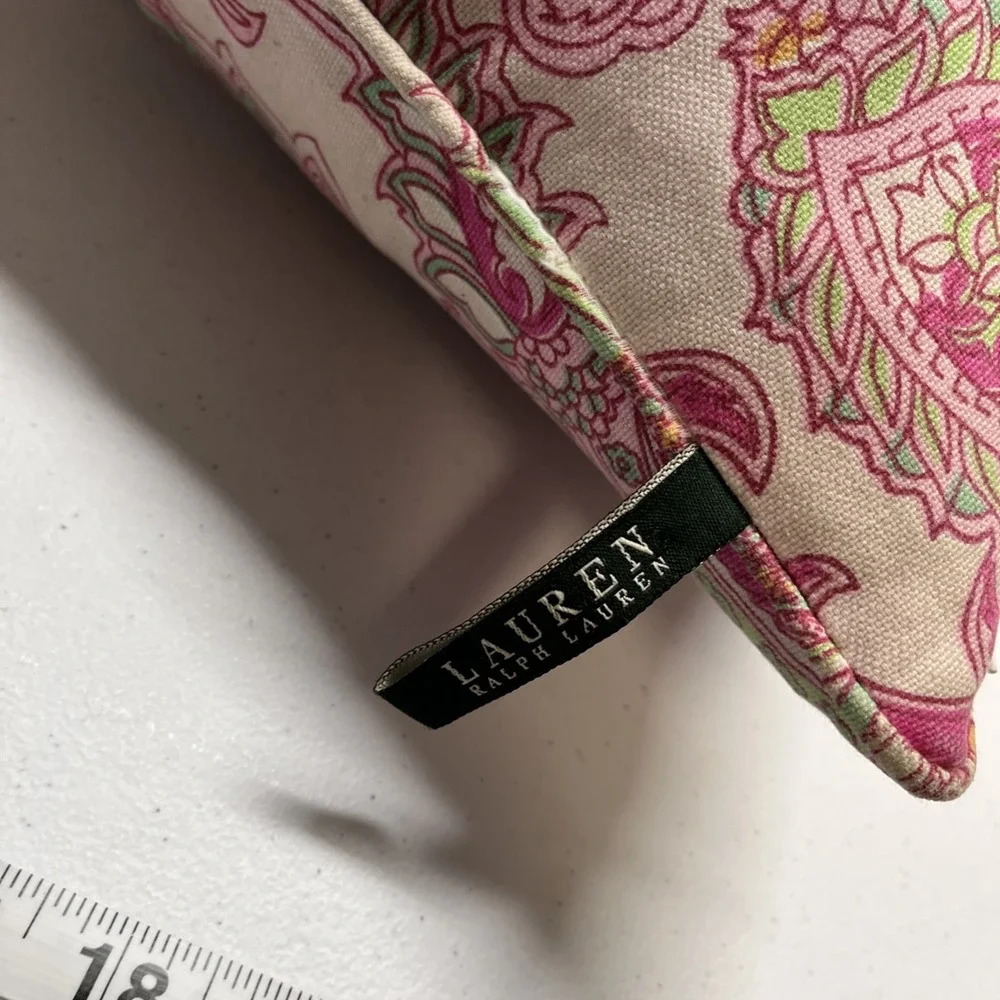 Lauren Ralph Lauren Throw Pillows Pink Paisley Down Filled Set Of 3 Preppy